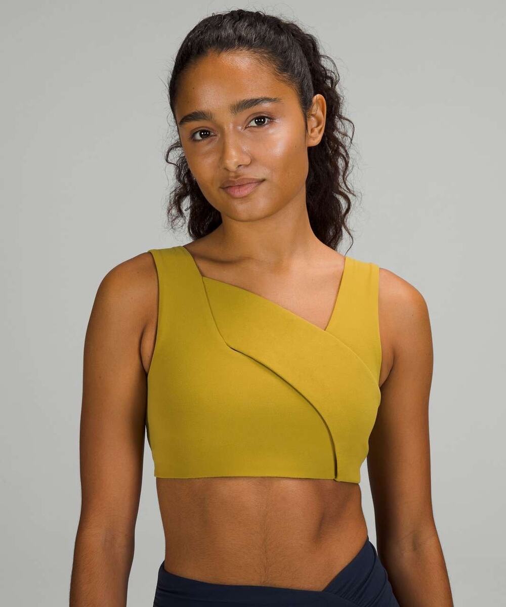 Lululemon Nulu Cross-Front Yoga Bra Light Support B/C Cups Auric Gold Athletic